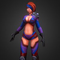 Futur/Retro Girl syfy, character, handpainted, texturing, lowpoly, female