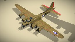 Boeing B-17 Flying Fortress lowpoly WW2 bomber flying, boeing, usaf, ww2, airplane, bomber, heavy, propeller, aircraft, fortress, b-17, lowpoly, gameasset, plane