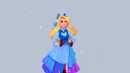 Alice polycount, characterart, game-ready, blender-3d, aliceinwonderland, lowpolycharacter, game-character, low-poly-character, blender-lowpoly, polycount-challenge, handpainted, hand-painted