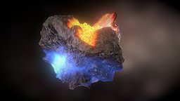 Fire and ice scenery, meteor, procedural, pbr, space