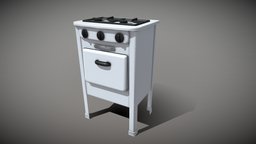 Old Gas Stove soviet, technic, oven, oldschool, gamedev, lowpoly, low, 3dmodel