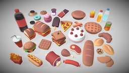Stylized Lowpoly Food Pack 01 food, assets, b3d, props, stylizedmodel, low-poly, lowpoly, stylized