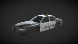 Abandoned Dirty Police Car police, abandoned, apocalyptic, post, substancepainter, substance, car