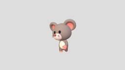 Character184 Rigged Rat body, rat, toon, cute, little, baby, toy, mouse, grey, lab, mascot, mammal, rig, head, mice, rodent, character, cartoon, animal, animation, anime, hand, noai