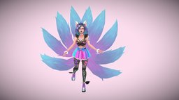 Pastel Goth Ahri legend, painted, league, lol, polycount, riot, character, handpainted, hand-painted, hand