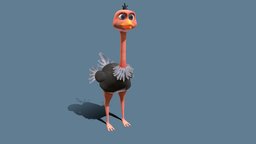 cartoon oistrich africa, big, zoo, oiseau, character, cartoon, animal, male