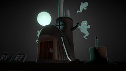Spooky Boot House boot, rip, haunted2018challenge, cartoon, ghost