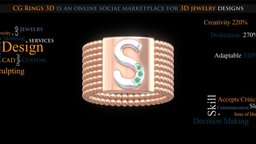 Free 3D Jewelry stl, jewelry, with, obj, s, letter, 3dm, substancepainter, substance, 3d, free, ring