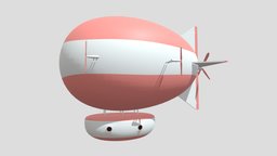 Cartoon Airship sky, airplane, balloon, fight, wings, travel, aircraft, balon, blimp, dirigible, aerostat, lowpoly, fly, air, ship, fantasy, ariship