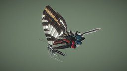 Butterfly Photographium Marcellus wings, butterfly, zebra, marc-gauvin, swallowtail, substance, painter, blender, animated, rigged, photographium