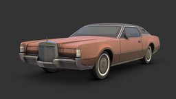 1972 Lincoln Mark IV leather, barge, big, brown, lincoln, chrome, grunge, old, coupe, 1970s, 1972, malaise, 3dsmax, vehicle, gameart, gameasset, car, boat