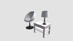 furniture set office, lamp, sofa, couch, shelf, gadget, set, clock, am, books, furniture, table, props, picture, cabinet, 21, 199, archmodels, book, chair, home