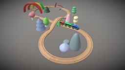 Wooden Train tree, train, baby, toy, block, child, play, substancepainter, substance, wood