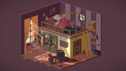 The Witch Room room, cute, isometric, october, handpainted, lowpoly, witch, halloween, isometric2020challenge