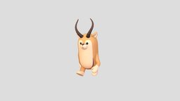 Rigged Antelope Character cute, little, toy, africa, mascot, deer, doll, rig, horn, safari, setup, antelope, character, cartoon, animal, animation, rigged