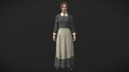 Peasant Woman PBR Game Ready medieval, west, western, farm, old, woman, peasant, character