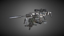 FN SCAR-L rifle, firegun, substance, blender, lowpoly, gameasset