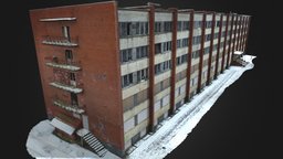 Abandoned Soviet Aparment Complex abandoned, soviet, wreck, apocalypse, apartment, wasteland, old, 3d, scan, building