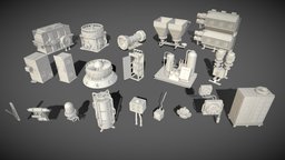 Factory Units 2 power, pipe, gas, oil, platform, transformer, motor, tube, conditioner, manufacture, pipeline, refinery, collect, kitbash, compensator, factory, modular, electric, industrial, environment