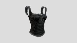 Female Ruffled Straps Black Top cute, fashion, girls, top, clothes, straps, relief, beautiful, casual, womens, elegant, lace, wear, steapunk, pbr, low, poly, female, fantasy, black, royal, ruffled, lacey, embeli, embos