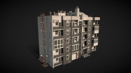 Old Residential Building [4k] soviet, residential, post-apocalyptic, worn, apartment, realistic, old, apartment-building, citymodel, soviet-architecture, 4ktextures, flats, residential-building, pbr-game-ready, pbr, city, building
