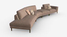 Four section sofa with cushions room, cushion, sofa, bed, couch, studio, section, comfortable, seat, module, lounge, furniture, sit, four, rest, 3d, pbr, home, decoration, interior