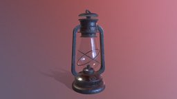 Oil Lantern lamp, lantern, steampunk, oil, rust, rusty, candle, classic, metal, tool, old, copper, substancepainter, substance, glass, dark, light, horror