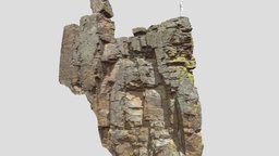 Big Cliff Rock Pillar Scan red, orange, drone, plate, small, flat, side, surface, module, mountain, big, huge, cliff, baked, pillar, 8k, slope, photoscan, photogrammetry, 3d, blender, pbr, model, scan, stone, rock