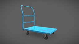 Industrial Trolley trolley, wheels, oil, machinery, paint, painted, cart, shopping, equipment, used, dirt, kart, metal, tool, old, machine, carriage, luggage, indoors, scratches, load, grease, tram, stainless-steel, peeled, trolly, shipment, pbr, blue, industrial, steel, trolly-cart