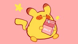 Strawberry Pikachu cute, pokemon, pikachu, milk, strawberry