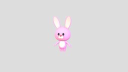 Character201 Bunny body, rabbit, bunny, cute, little, toy, mascot, doll, mammal, easter, pink, brand, ear, hare, character, cartoon, animal, monster, simple