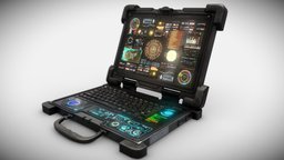 Sci-fi Military Rugged Laptop computer, gadget, sci, fi, laptop, cyberpunk, realistic, rugged, pda, blender, scifi, sci-fi