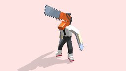 Chainsaw Man blockbench, animecharacter, minecraft-model, minecraft, chainsaw-man