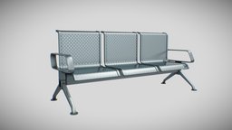 Steel Waiting Chair office, room, sofa, bench, assets, shelf, hotel, small, sitting, prop, chairs, seat, shopping, silver, vr, hospital, public, metal, realistic, waiting, hospital-room, asset, game, lowpoly, chair, shop, steel