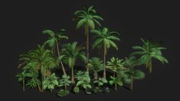 Tropical Palm Tree Pack (Low-Poly) plant, plants, palm, vegetation, palmtree, mobilegames, mobile-ready, atlastexture, low-poly, mobile