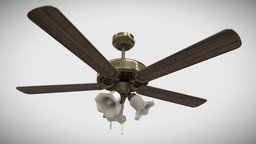 Ceiling Fan with Light wind, fan, ceiling, cooler, prop, conditioner, electronics, furniture, chandelier, cooling, lighting, lowpoly, home, light, gameready, environment