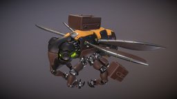Bumble Bee Pollinator Drone insect, mechanical, carrier, delivery, robot, blender28-blender-3d-drone-bee-substancepainter, beedelivery