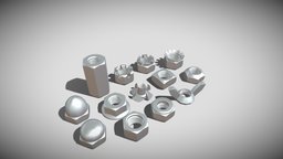 Nuts Collection hexagon, screw, bolt, pack, collection, flange, nut, tool, head, fastener, industrial