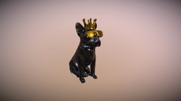 The king bulldog dog, crown, decorative, king, statue, glassess, gold, bullgod