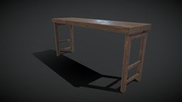 Old Table Small 2K table, kitchen, blender3d, decoration, interior
