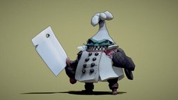 Pirate Chef fish, chef, sea-creature, pirate-style, chefsknife, character, blender, blender3d, pirate, characterdesign, handpainted-lowpoly, kitchen-equipment