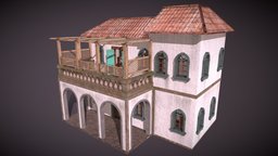 The Vintage Villa villa, exterior, vintage, roof, floor, obj, window, fbx, old, countryside, oldhouse, house-model, architecture, blender, lowpoly, house, building, cycles, interior, door, wall
