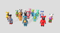 Bearbrick Pack Low Poly lowpolymodel, bearbrick, low-poly