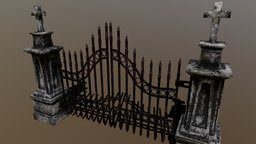 Cemetery Gate (Game Ready) gate, cemetery, old, fance, game_ready, low_poly