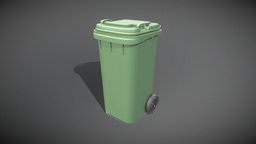 Wheeled-Garbage-Can 120L High-Poly green, household, can, garbage, trashcan, recycle, bin, vis-all-3d, 3dhaupt, software-service-john-gmbh, animation, container, plastic, plastic-trash-can, wheeled-garbage-can