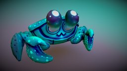 Little gobbit-eyed crab cute, crab, game-art, sweet, lovely, game-ready, low-polygon, digital3d, lowpolygame, 3d-charactermodel, lowpoly, conceptart