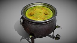 Witchs Cauldron (NM Game Jam 2020) rust, prop, round, metal, goop, substance, blender, cauldron, substance-painter, witch, halloween, spooky