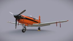 Pilatus PC-7 Mk-I SAFOrange airplane, blades, propeller, aircraft, saf, pilatus, pc-7, mk-i, tivsol, lowpoly