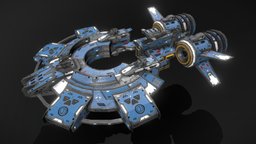Scifi Frigate Barracuda starship, ready, game, pbr, low, poly, ship, space, spaceship, noai