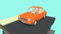 cartoon CAR cartoon, game, vehicle, lowpoly, car, simple